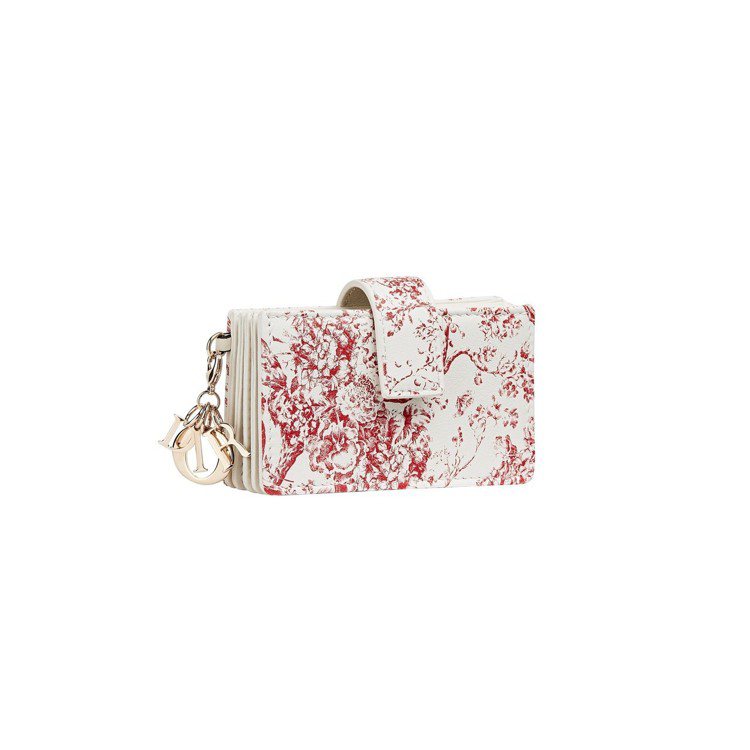 Lady Dior紅色繡球花印花小牛皮卡片夾，售價11,000元。圖／DIOR提...
