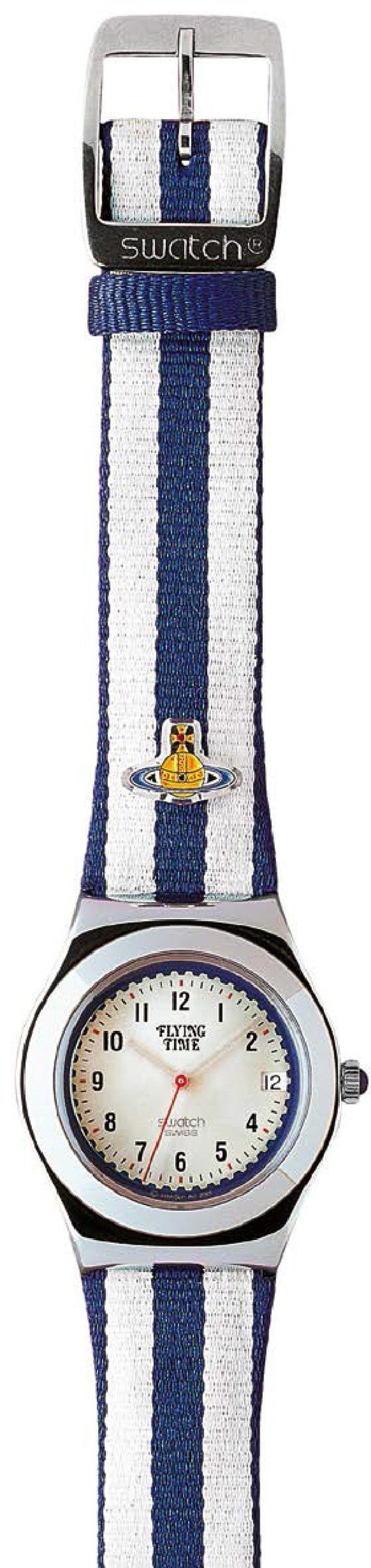 英國時尚設計師Vivienne Westwood與SWATCH合作的聯名腕表，2000年版。圖／SWATCH提供