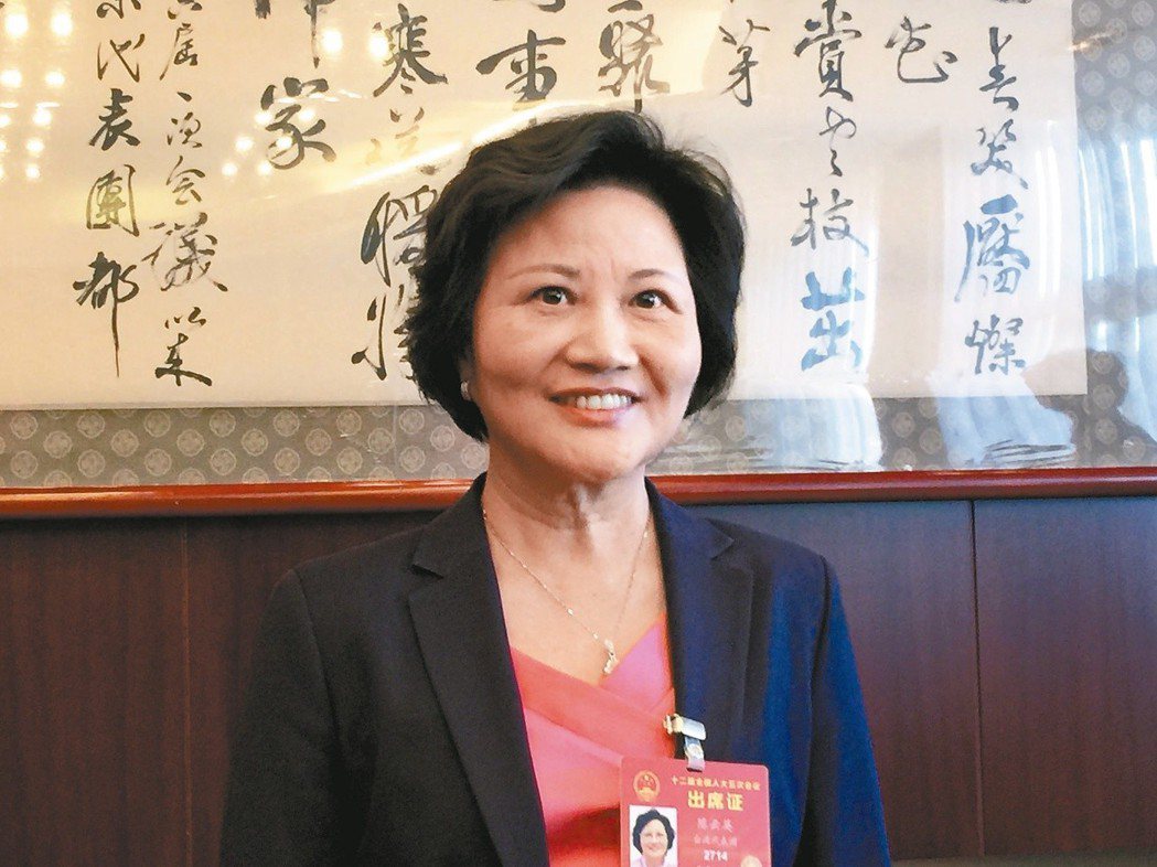 林毅夫的夫人、大陸全國人大台灣團代表陳雲英。 記者汪莉絹╱攝影