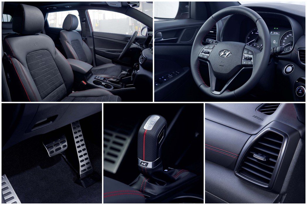 Hyundai Tucson N Line內裝充滿許多紅色元素，增添熱血運動感。...