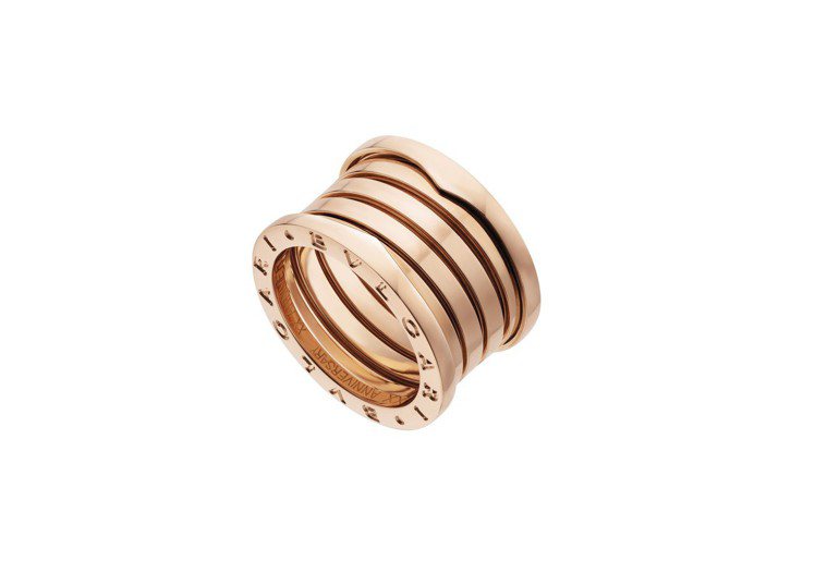 寶格麗B.zero1系列20週年紀念版玫瑰金五環戒指，約69,400元。圖／BVLGARI提供