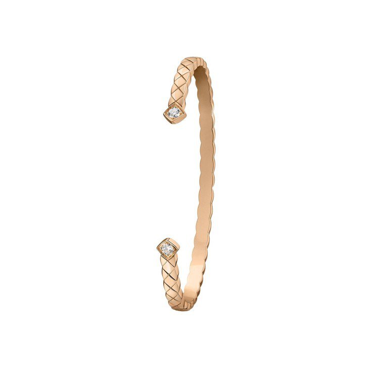 COCO CRUSH 開放式窄版手環，18K Beige米色金鑲嵌2顆明亮式切割...