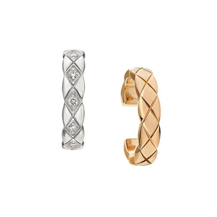 COCO CRUSH 銬式耳骨環，18K Beige米色金與白金鑲嵌鑽石，92,000元。圖／香奈兒提供