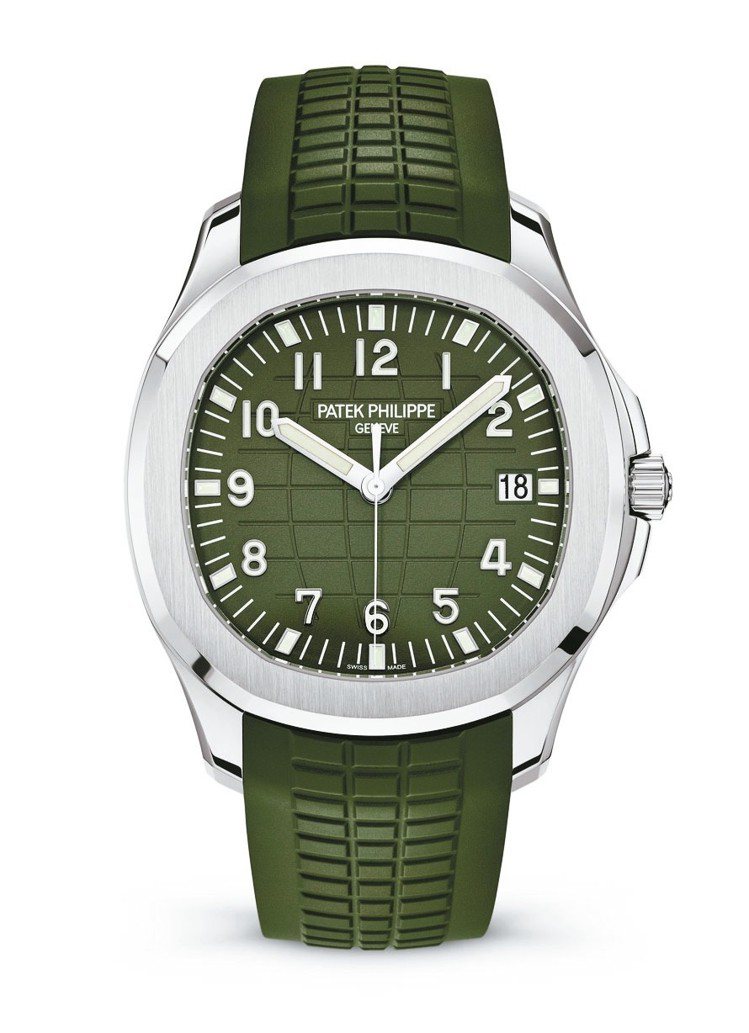 百達翡麗卡其綠Aquanaut「Jumbo」腕表，120萬7,000元。 圖／百達翡麗提供