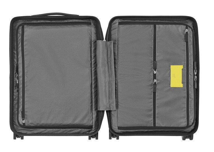 萬寶龍x倍耐力聯名款限量行李箱多功能內層儲物規劃。圖／萬寶龍提供