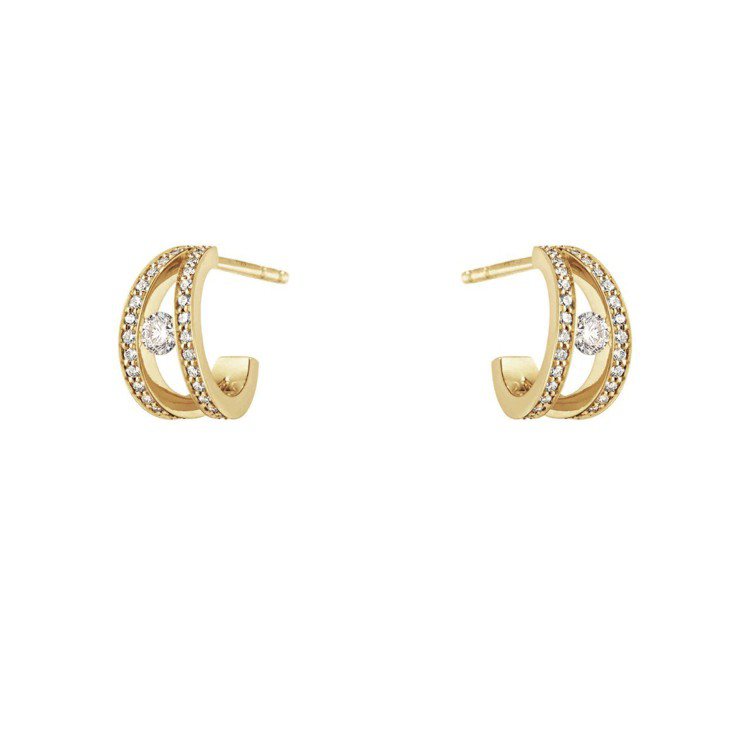 GEORG JENSEN HALO系列18K黃金鑽石耳環，69,000元起。圖／喬治傑生提供
