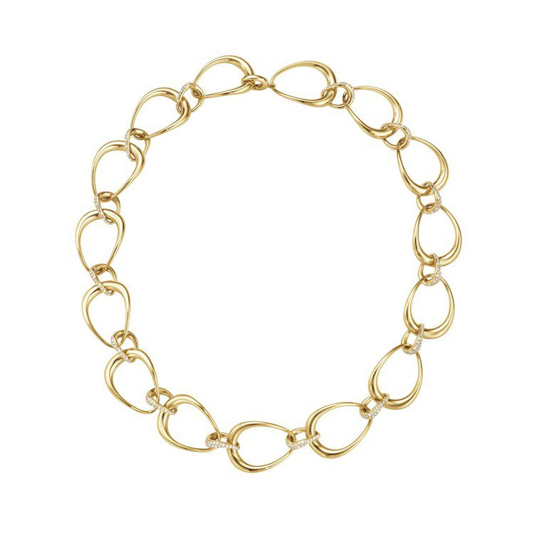 GEORG JENSEN巡迴珠寶OFFSPRING系列18K黃金鋪砌式鑲工美鑽項鍊，77萬5,000元。圖／喬治傑生提供