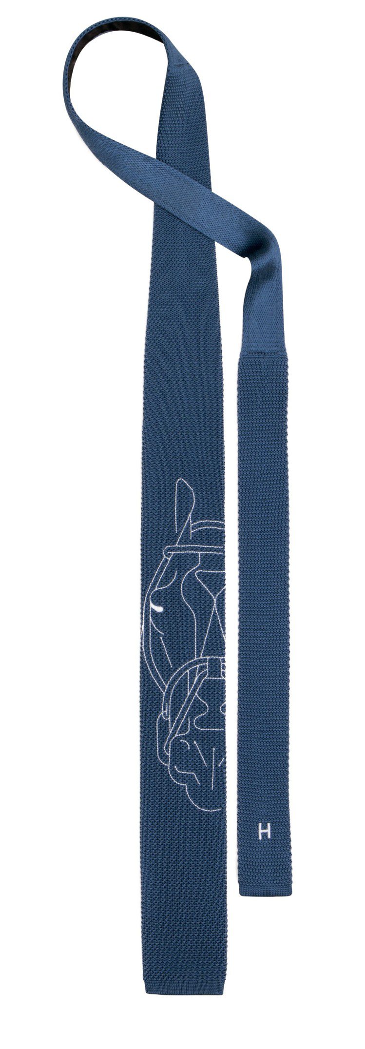 騎遇系列（Tête-à-Tête Équestre）圖紋6公分真絲刺繡編織領帶，售價9,100元。圖／愛馬仕提供