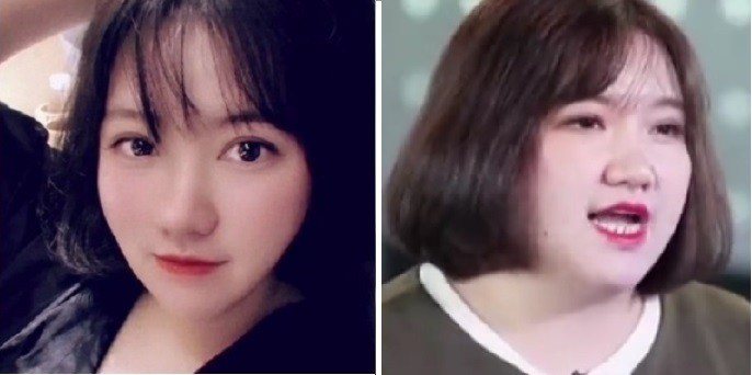 劉亞娟發胖前（左）和發胖後。圖取自微博