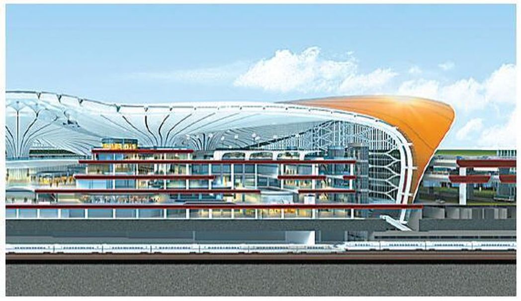 北京新機場航站樓剖面效果圖。 圖／取自北京日報