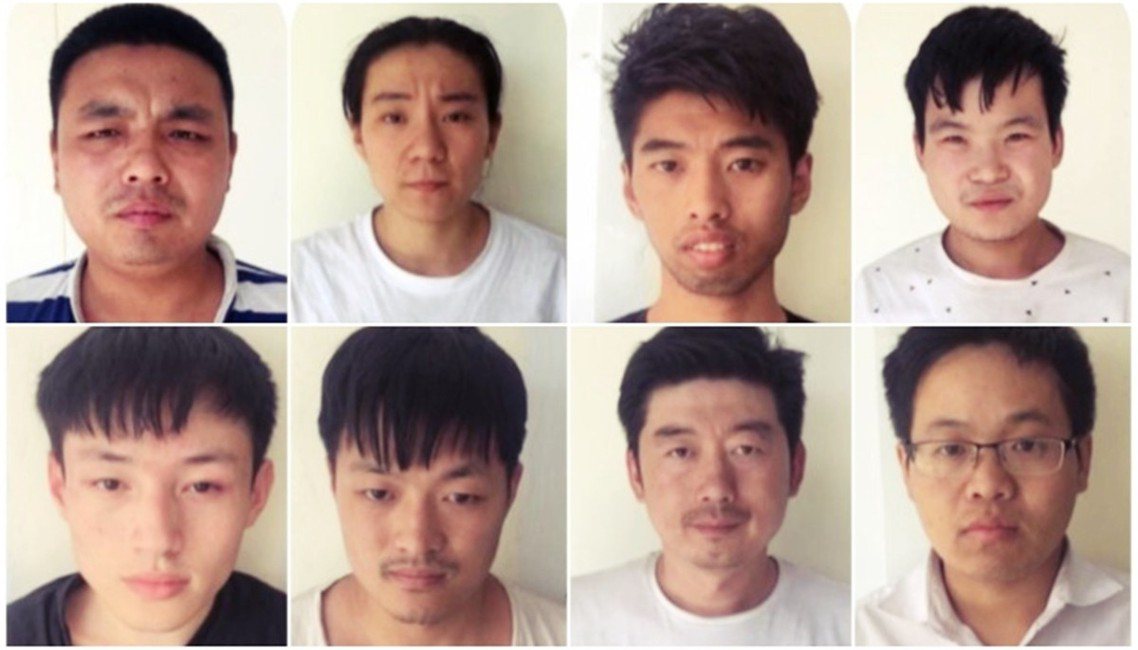 圖為巴基斯坦6日逮捕的其中8名中國籍嫌犯。面對越來越猖獗的中巴人口販賣，巴基斯坦...