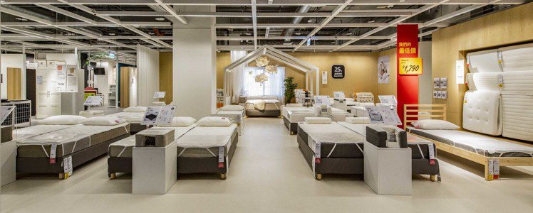 IKEA新店店的床墊試睡區。圖／IKEA提供