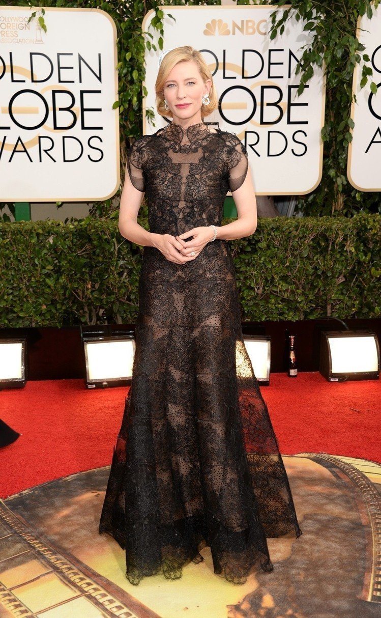凱特布蘭琪身上這件禮服第一次亮相，是在2014年金球獎。圖／蕭邦提供