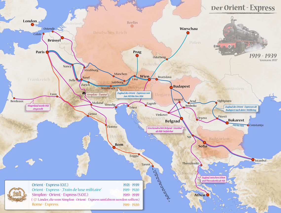由比利時「國際臥鋪車公司」（CIWL）營運的東方快車，原始起終點為巴黎及伊斯坦堡...
