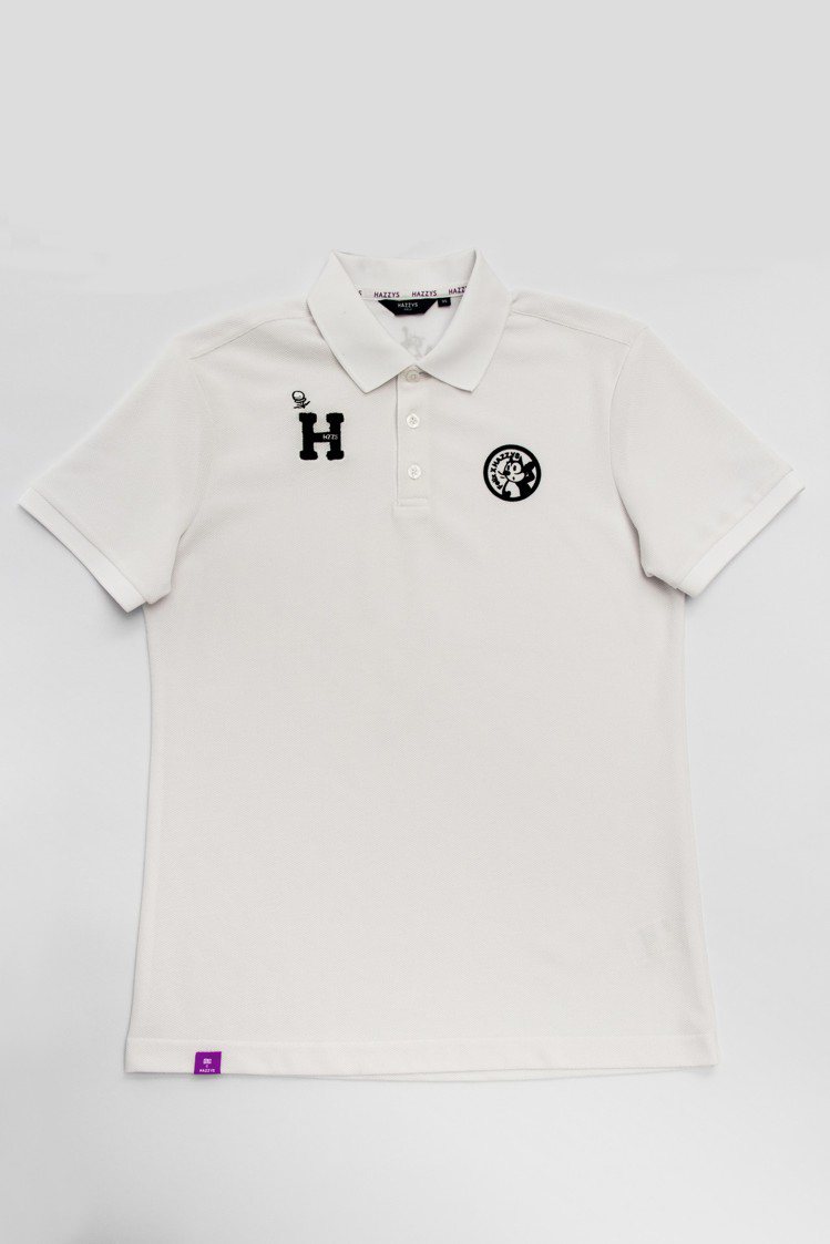 棉質混紡POLO衫(男生白色)，4,280元。圖／HAZZYS提供