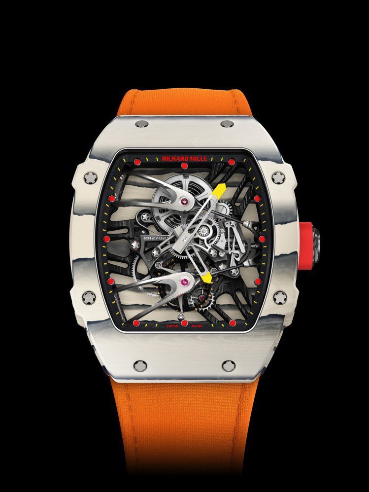 RM 27-02 Rafael Nadal陀飛輪腕表，碳纖維材料結合TPT®石英表殼，限量50只，約2,471萬元。圖／RICHARD MILLE提供