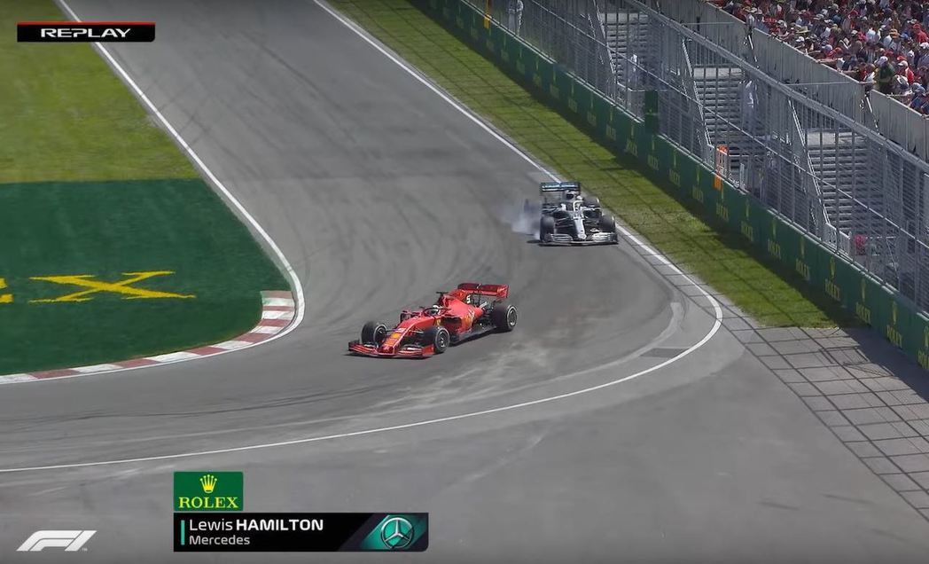 Hamilton在追擊Vettel的途中頻頻出現鎖死的情況。 摘自F1