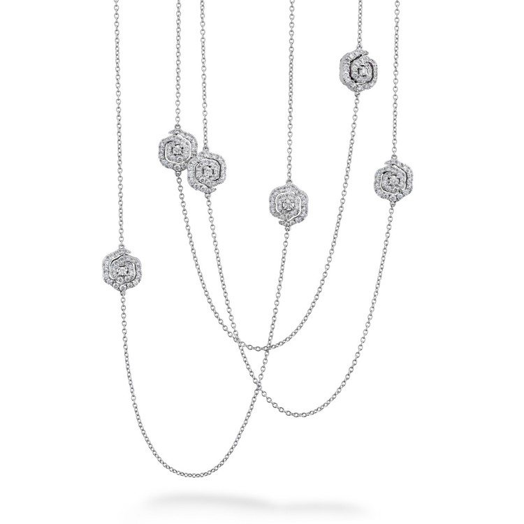 LORELEI慈善珠寶系列可翻轉式長項鍊，白K金鑲嵌鑽石總重約1.88克拉、紅寶...