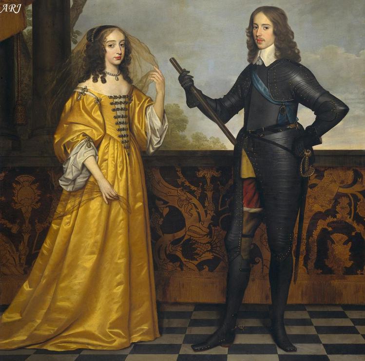 英王威廉三世的父親奧蘭治親王威廉二世及母親瑪麗斯圖亞特1647年時的肖像。圖／邦瀚斯提供