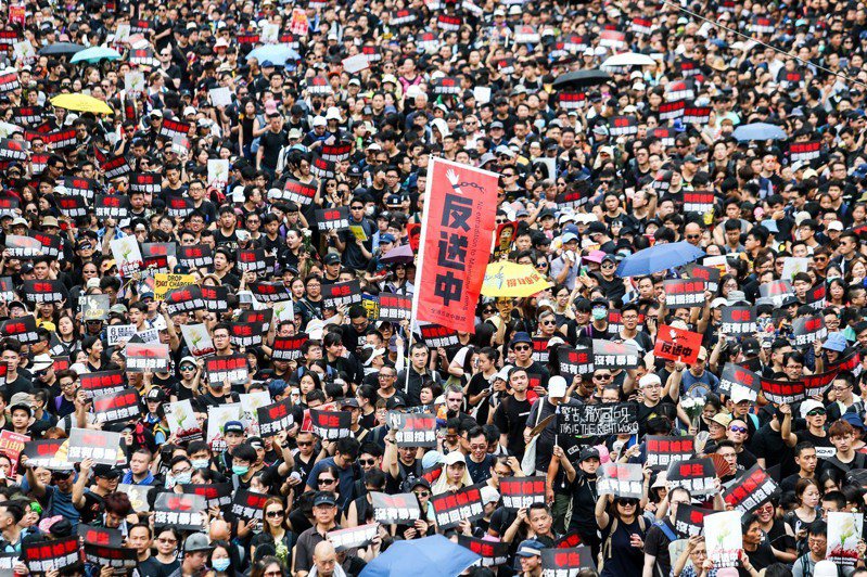 圖為香港反送中大遊行。 聯合報系資料照／聯合報特派記者王騰毅攝影