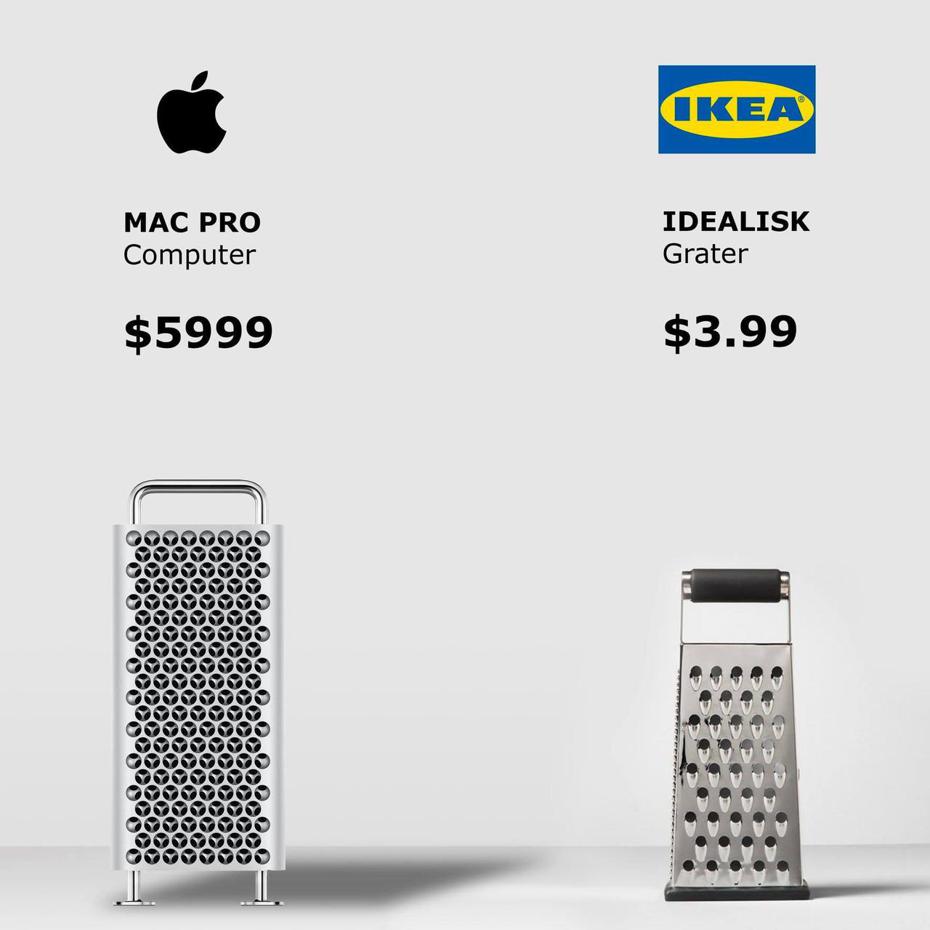 最新一代Mac Pro的散熱設計與IKEA的起司刨絲器外型十分相似。圖擷自／reddit