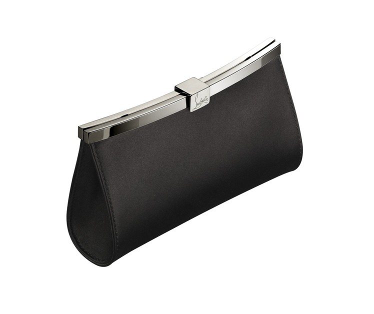 Palmette緞面黑色手拿包，售價41,000元。圖／Christian Louboutin提供