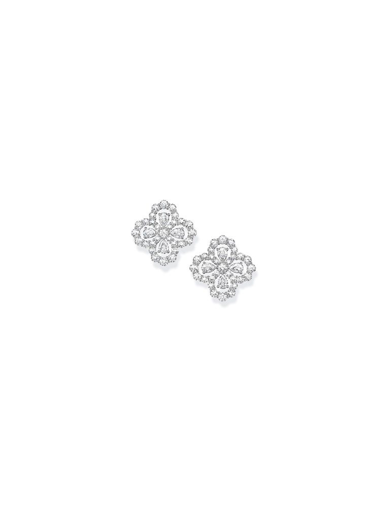 海瑞溫斯頓Diamond Loop珠寶系列實心花型鑽石耳環，66顆圓形明亮式切工...