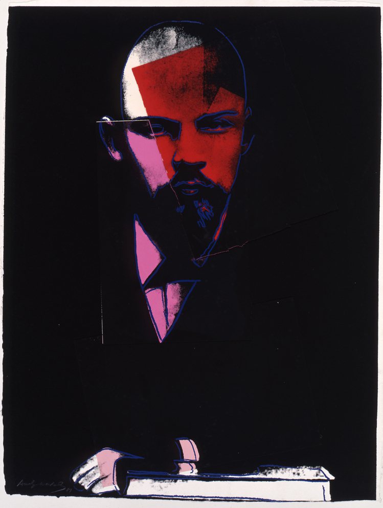 安迪沃荷1986/7年作 《列寧》 ，拼貼、絲網版畫、手工紙。圖／富藝斯提供