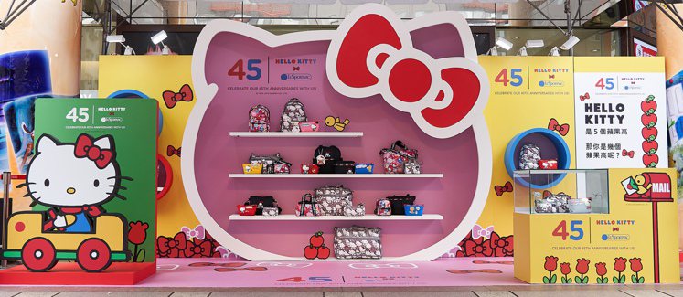 LeSportsac特別在SOGO忠孝館一樓廣場開設Hello Kitty x LeSportsac主題期間限定Pop-Up Store（至8/24為止）。圖／LeSportsac提供