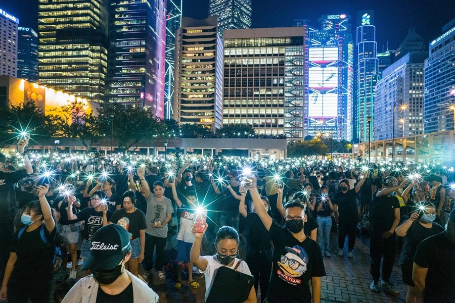 香港絕不會以「撤回條例」作結。攝於8月21日，香港。 圖／法新社