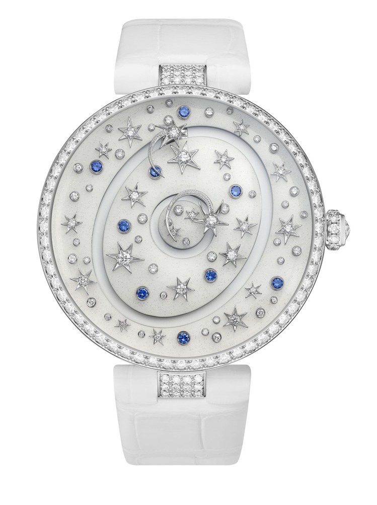Chamuet Étoiles Étoiles複雜功能腕表，18K白金表殼，採用軌道式時、分指示，約420萬元。圖／Chaumet提供