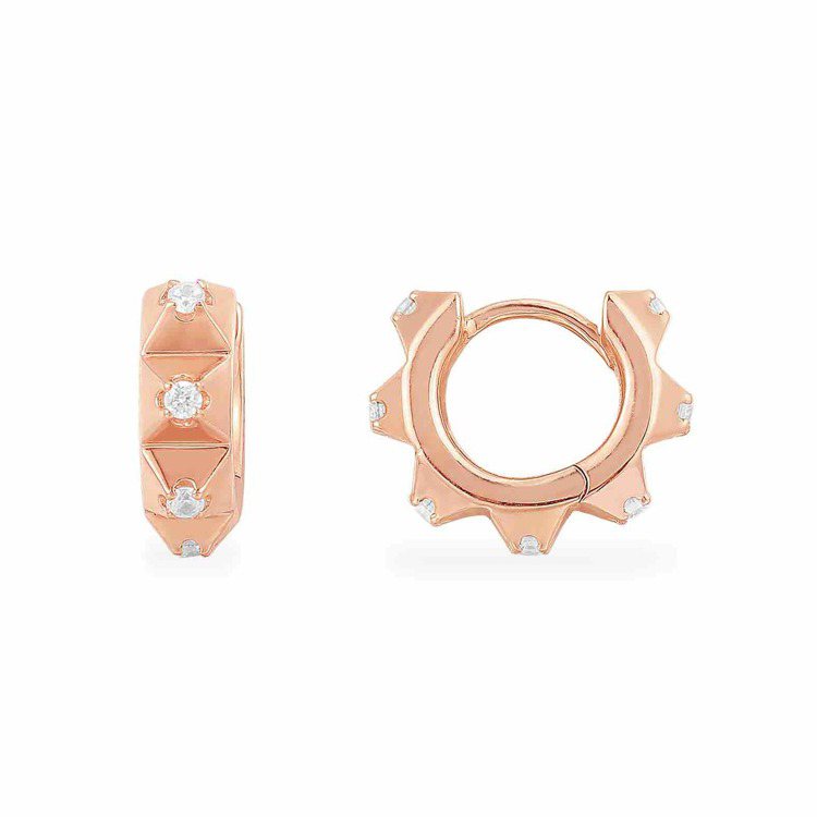 Herisson系列粉金色純銀粉&白色齒狀小耳環，2,400元。圖／AMP MONACO提供
