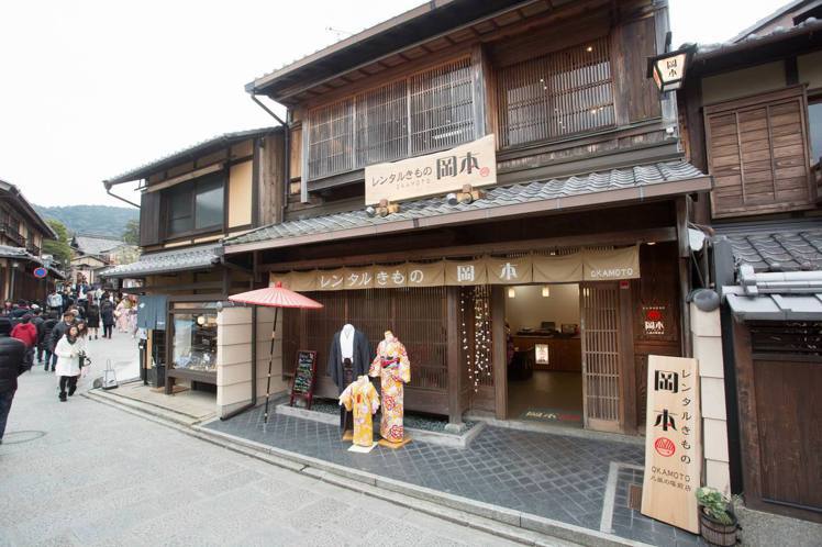 岡本和服租借店的建築，是典型的京都町屋風格。圖／岡本和服提供