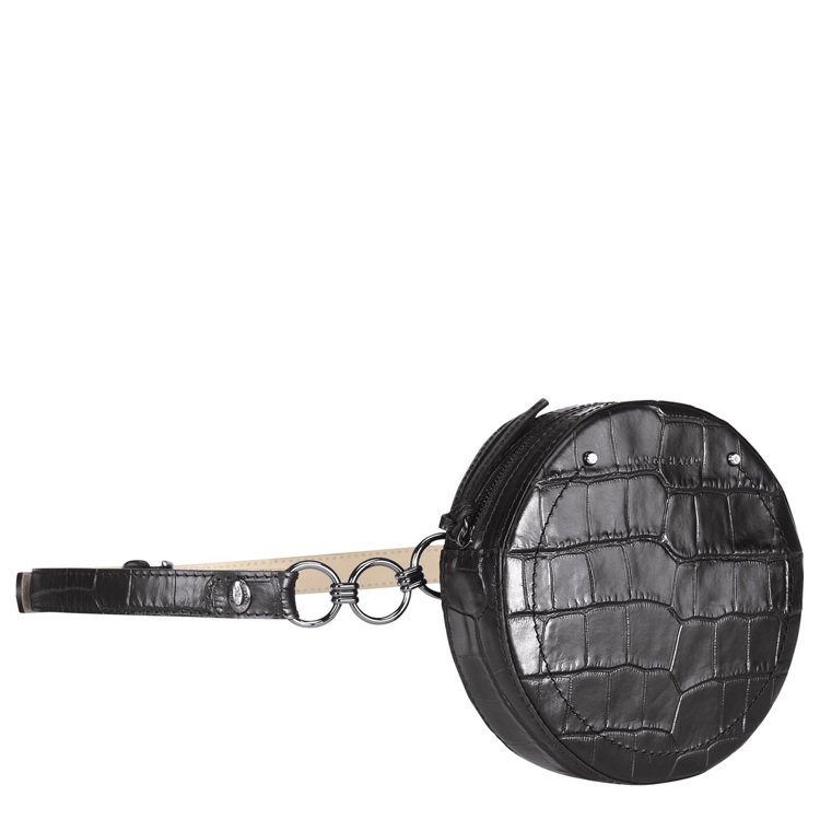 Cavalcade Croco黑色腰包，售價15,400元。圖／LONGCHAMP提供