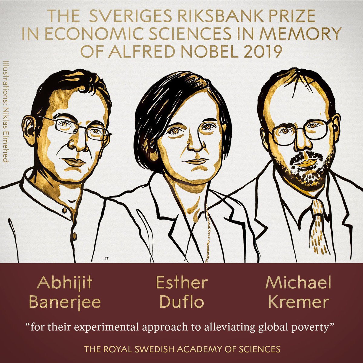 諾貝爾經濟學獎由三人共得。圖╱諾貝爾獎官方推特