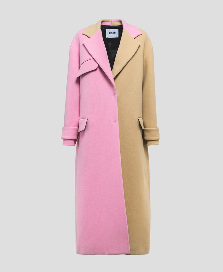女裝粉駝拼色大衣，47,800元。圖／MSGM提供