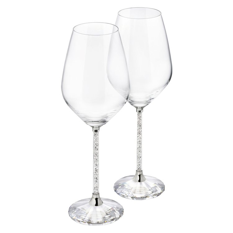 施華洛世奇 CRYSTALLINE銀色白酒杯（一對）／13,200元。圖／施華洛世奇提供