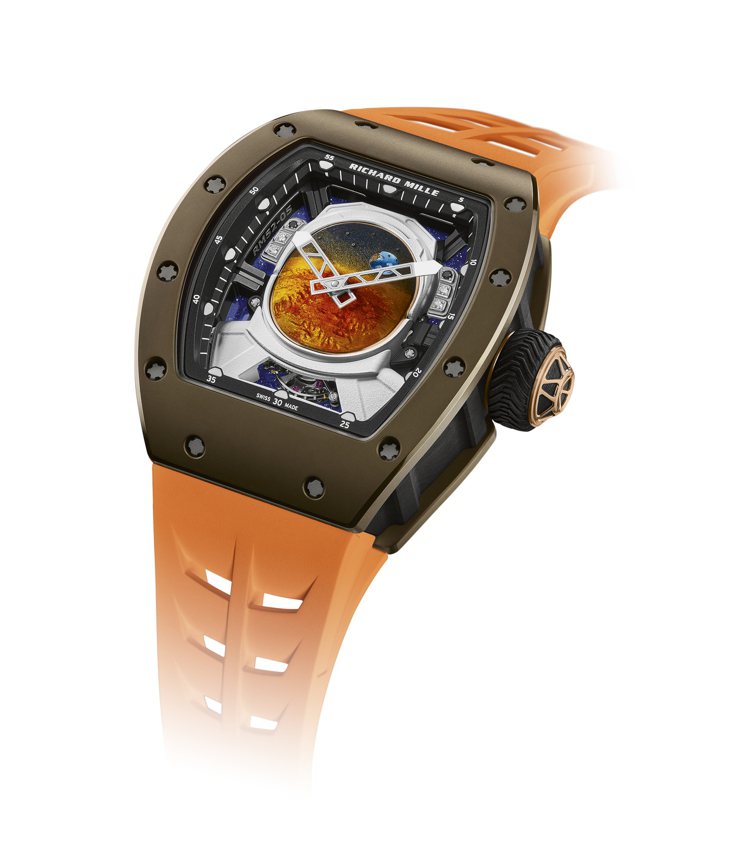 RM 52-05 Pharrell Williams陀飛輪腕表，表殼為棕金屬陶瓷與Carbon TPT®碳纖維，限量30只，價格未定。圖／RICHARD MILLE提供