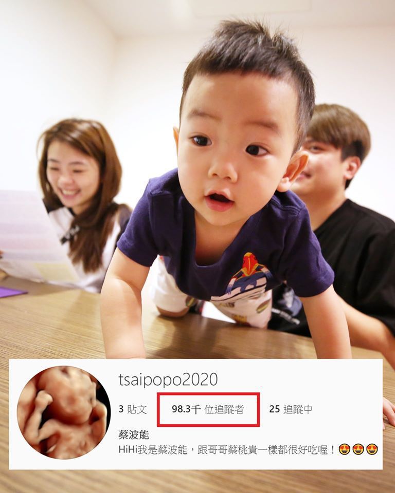 蔡阿嘎已為2寶「蔡波能」開設社群平台，IG已突破10萬人次。圖／擷自臉書、IG