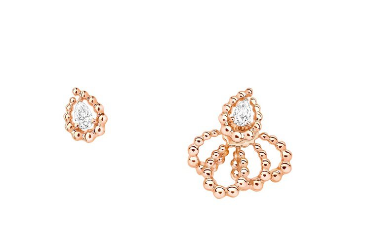 DIOR玫瑰金鑽石不對稱耳飾，約37萬元。圖／DIOR提供