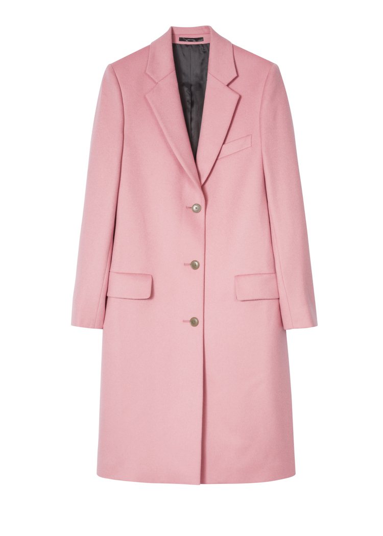 粉色羊毛大衣，48,500元。圖／Paul Smith提供