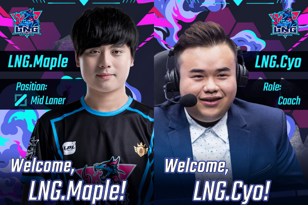 Maple與Cyo正式加入LNG，兩人過去都是閃電狼的成員／圖片截自LNG微博