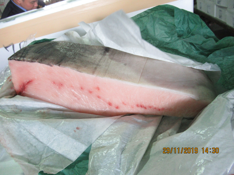 日本進口的旗魚片亦驗出鎘超標，但是否代表該地區遭受鎘污染，則待確認。圖／食藥署提...