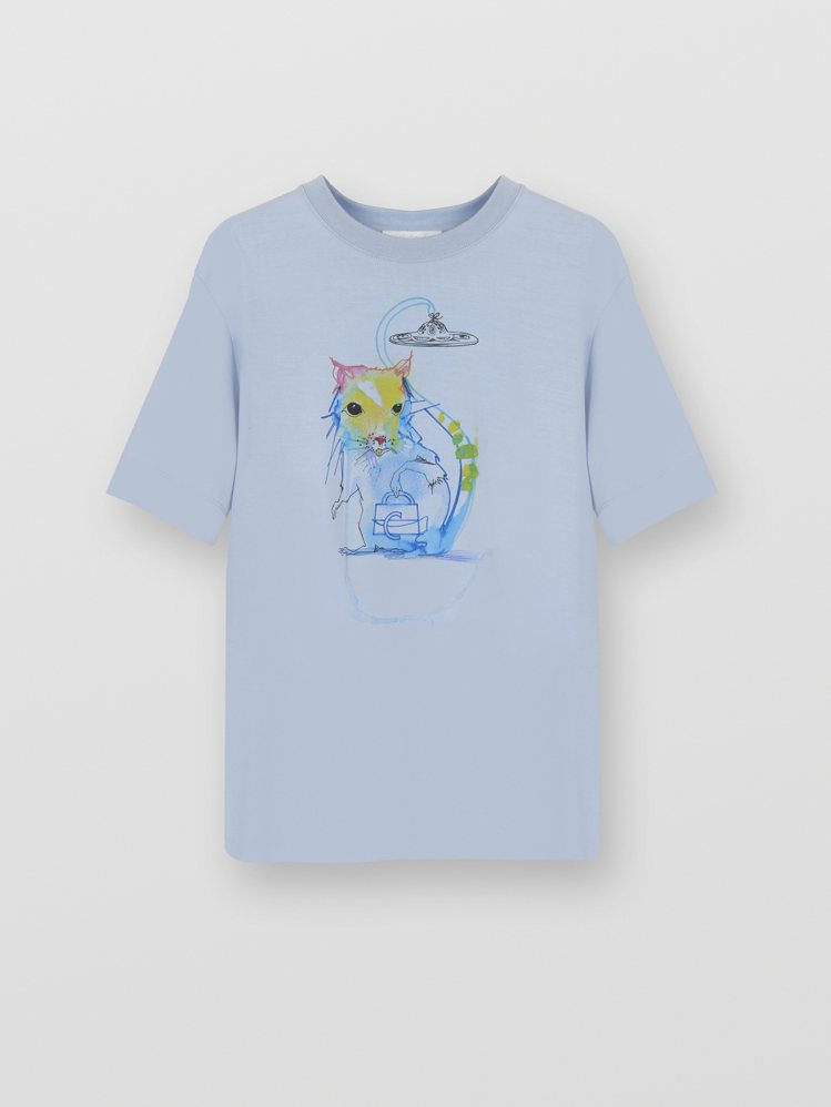 Chloé鼠年限量藍色彩雲鼠寶T恤，售價16,800元。圖／Chloé提供