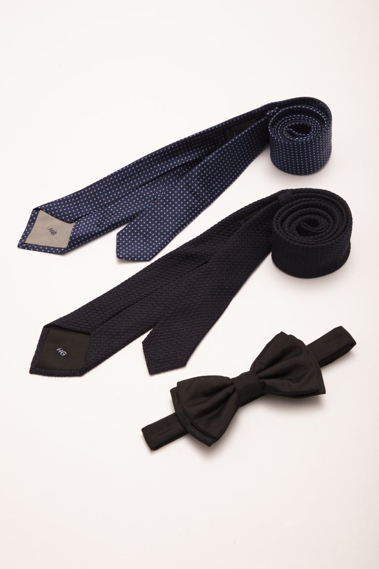 婚禮的領帶、領結飾有韓庚英文名字首字母的「HG」字樣。圖／BOSS提供