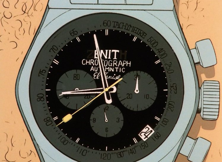 曾在「魯邦三世」首部電視版的第一集中兩度出現的真力時腕表。圖／Zenith提供