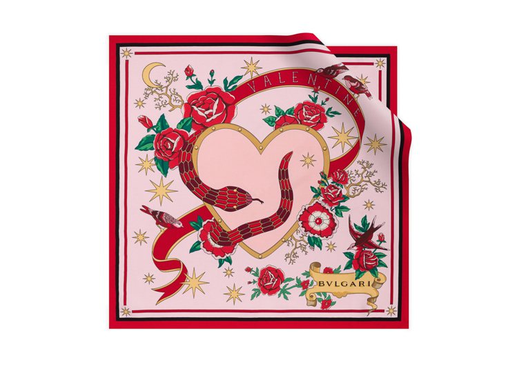 寶格麗情人節限定蛇之愛戀上等斜紋絲巾8,800元。圖／BVLGARI提供