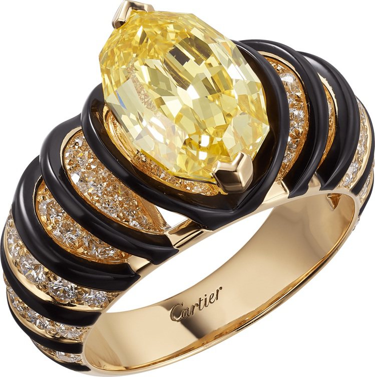 卡地亞頂級珠寶系列黃鑽戒指，價格店洽。圖／Cartier提供