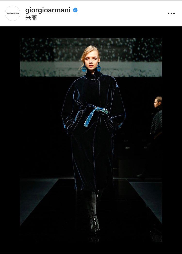Giorgio Armani以對比色裝飾層次凸顯本季主色「黑」。圖／取自 IG @giorgioarmani