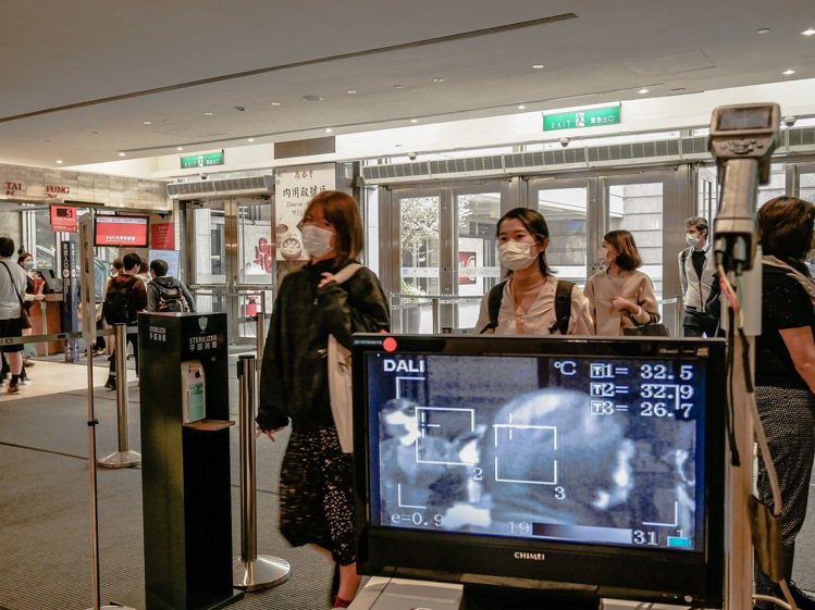 台北101自2月28日起實施，進入購物中心、大樓的民眾，需進行體溫監測。圖／台北101提供
